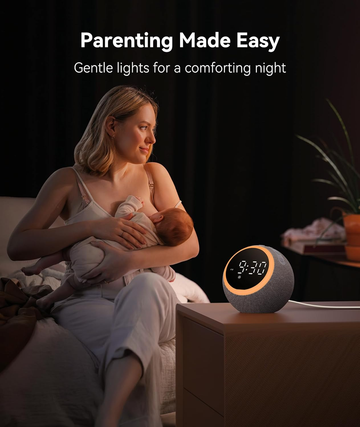 Dreamegg White Noise Machine - Sound Machine with 25 Soothing Sounds, Adjustable Night Light, 0-100% Dimmable Display, White Pink Brown Noise, 7 Alarm Sounds, Alarm Clock for Baby Kid Adult Bedroom image number 6