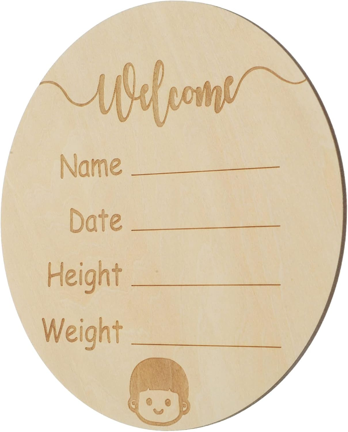 Wooden Arrival Sign round Birth Announcement Name Sign for Newborn Welcome Home Decor