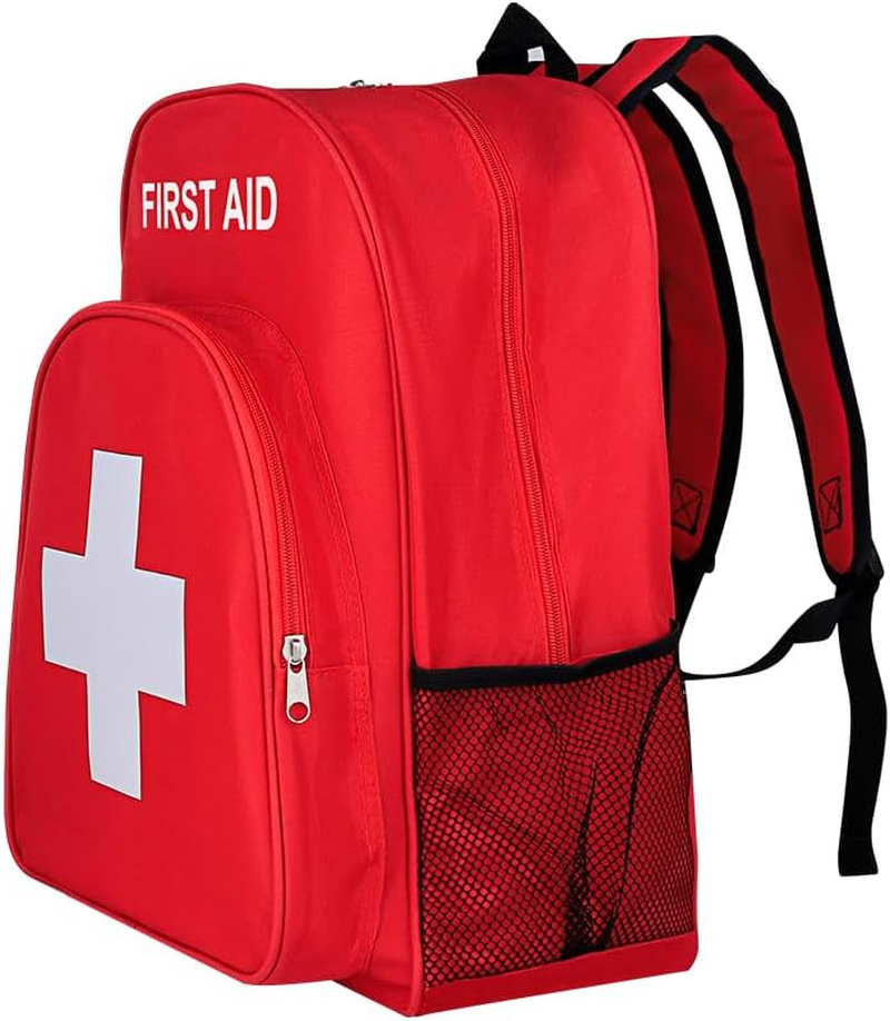 Red Emergency Bag First Aid Backpack Empty Medical First Aid Bag Treatment First Responder Trauma Bag for Hiking Outdoor Travel Camping Pet Dog Cat Daycare (Red White) - Green M image number 5