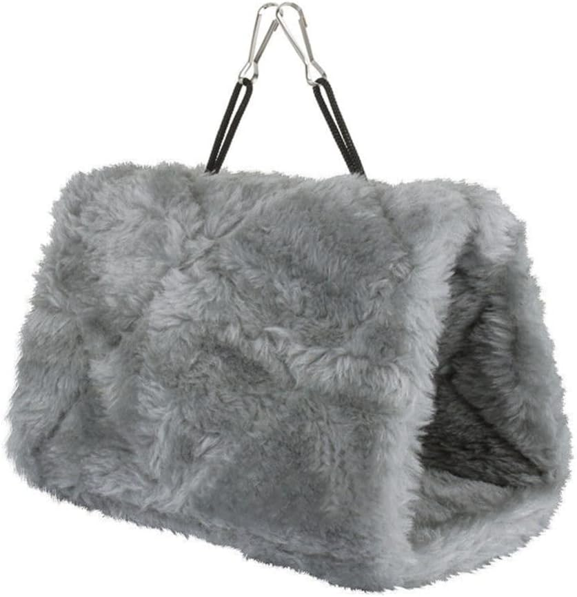 Bird Parrot Hammock Hut Practical Plush Snuggle Hanging Cave Cage Bed Tent Large (Gray)
