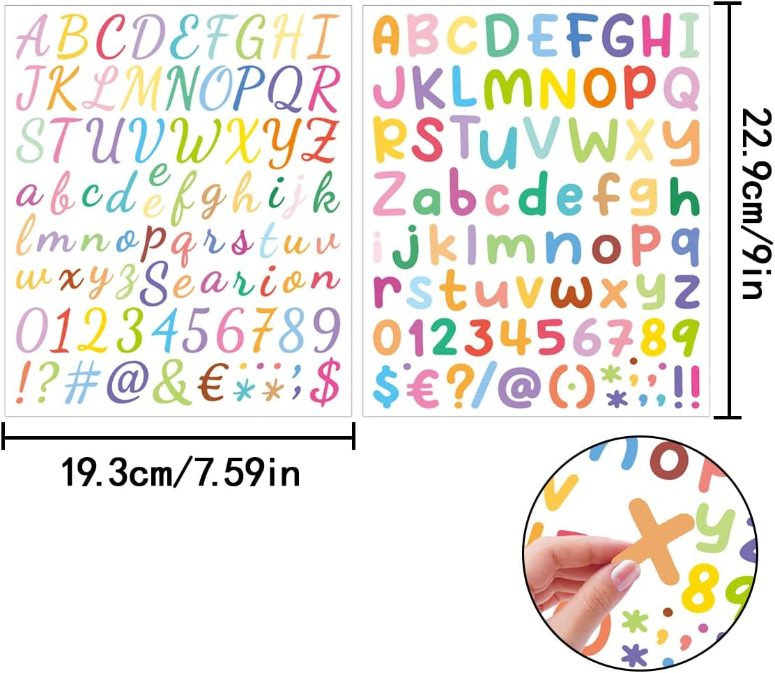 BEZANU Letter Stickers, 8 Sheets Colorful Self Adhesive Alphabet Number Stickers for Home, Business, Classroom Decor image number 4