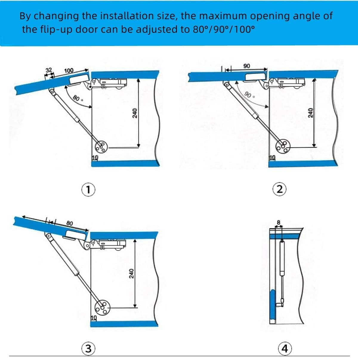 GDQLCNXB 20N/4.4 Lb Gas Strut Cabinet Hinge Safety Lift Support, Gas Struts Soft Open Lid Hinge for Cabinet Toy Box, 6 Inch Length Black 2Pcs image number 5