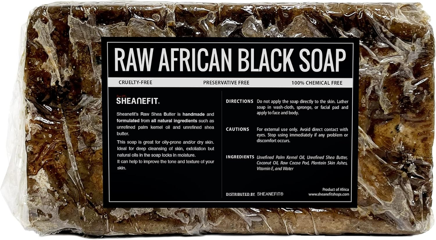 Sheanefit Raw African Black Soap Bar - 1 to 10 Lbs Various Size by (African Black Soap, 2Lbs) image number 6