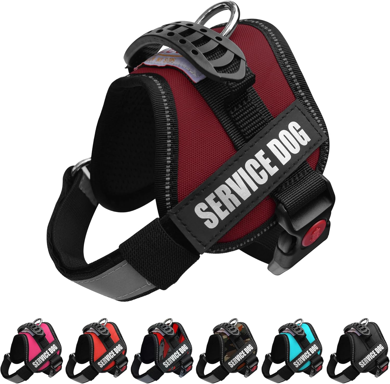 ALBCORP Service Dog Vest Harness &ndash; Reflective, No-Pull Harness with Handle & Comfy Mesh Padding &ndash; Sizes XXS-XL for Puppies, Small & Large Dogs &ndash; 2 Removable Service Patches Included(Xxs, Red)