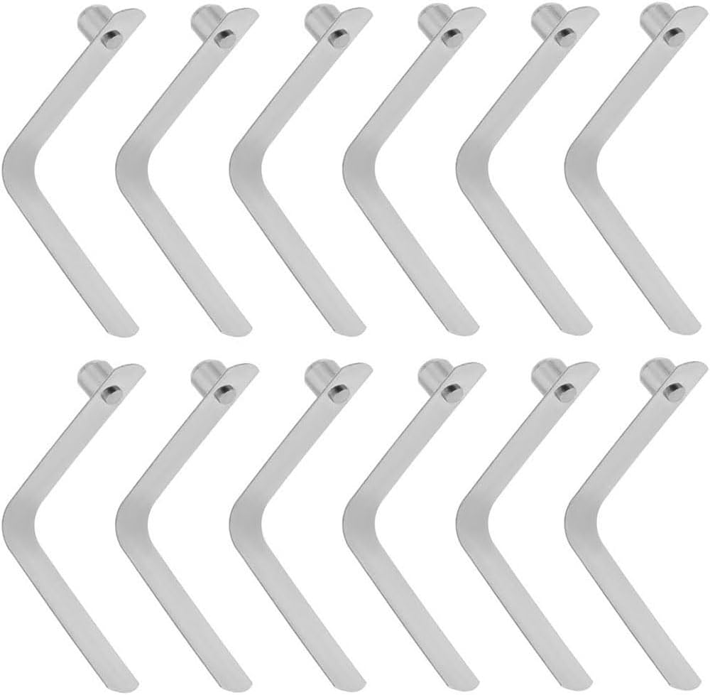 THJOPOKEEL 12 Pack Tent Pole Clips Steel V Shaped Single Pin Push Button Spring Clips Lock Tube Pole Clips for Camping Awning Kayak Paddle Snaps image number 3