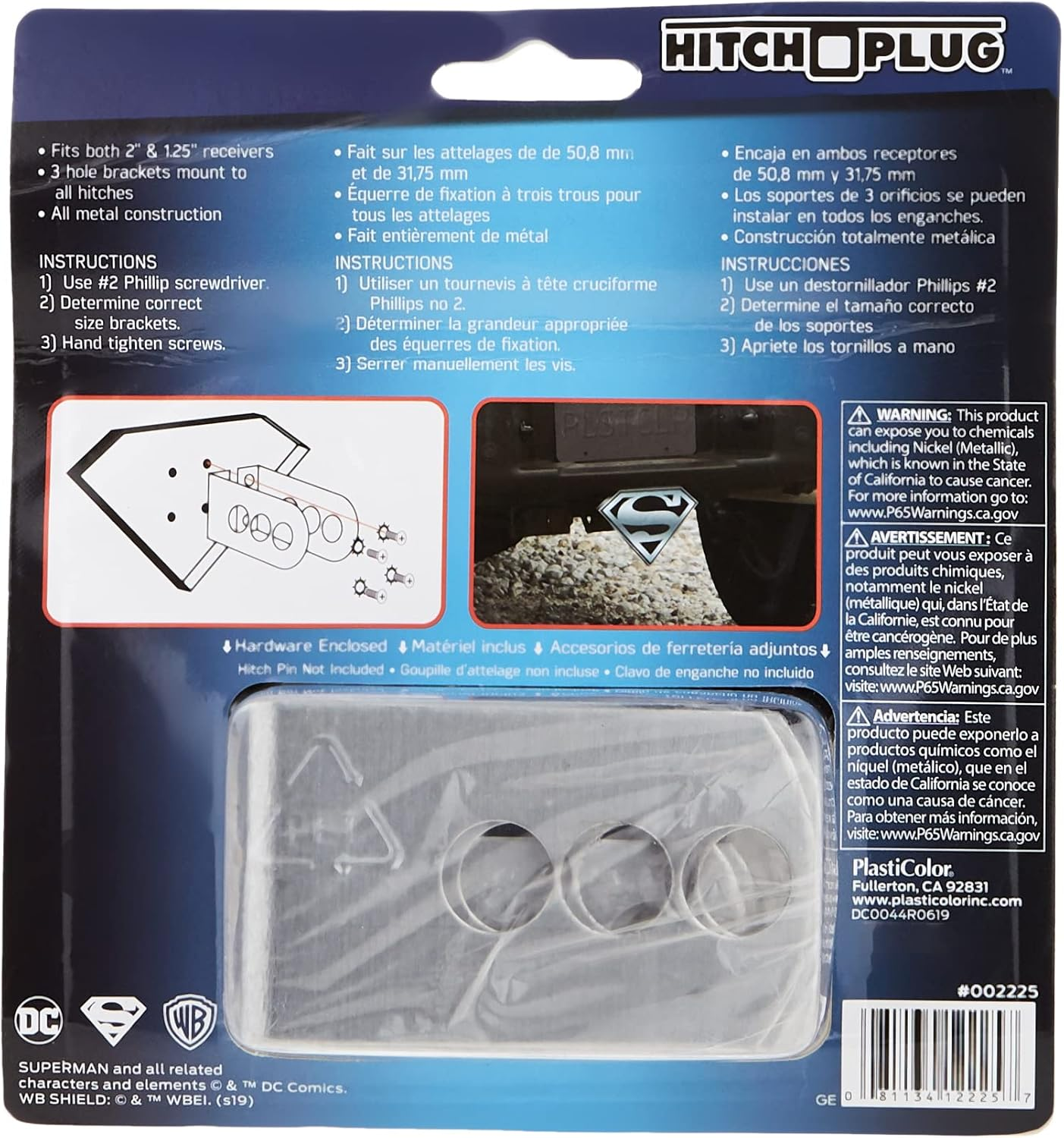 Plasticolor 2225 Billet Aluminum Superman Logo Truck SUV Hitch Cover - 2" and 1.25"