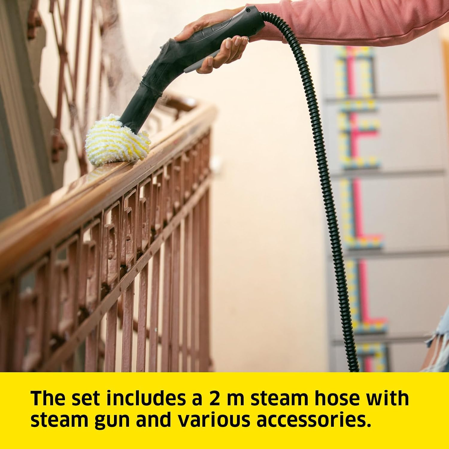 K&auml;rcher Steam Cleaner SC2 Easyfix, 1500W Power with Steam Hose, Extension Pipe, Steam Nozzle, Floor Cleaning Kit, Microfibre Cloth, Features Accesory Storage & Child Lock image number 5