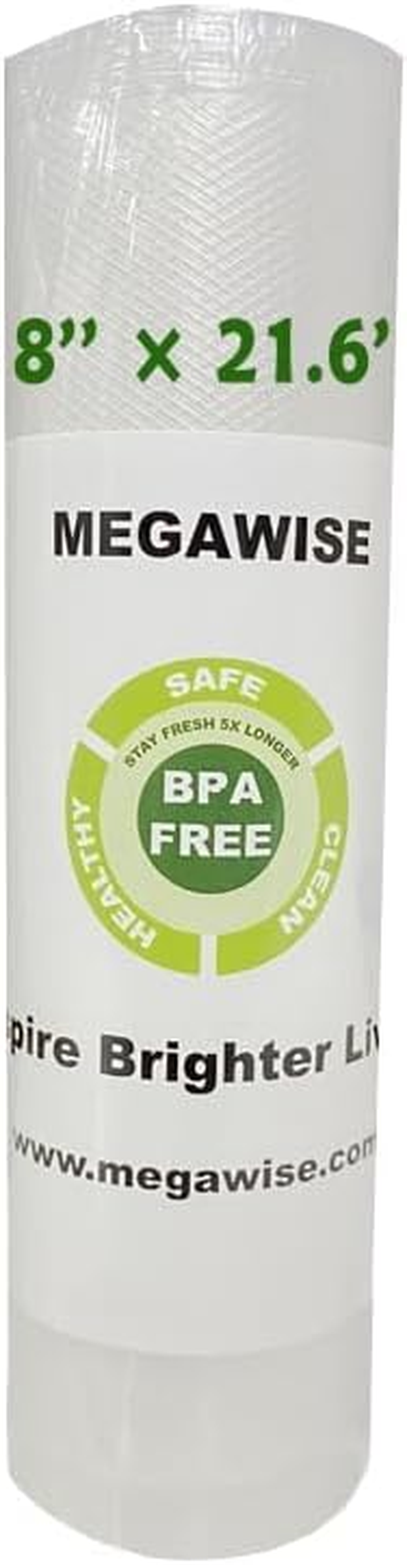 Megawise Vacuum Sealer Bags, 8-Inch Wide X 21.6 Feet Long, Compatible with Megawise & Most Vacuum Sealers, Durable & Bpa-Free Rolls for Food Storage image number 5