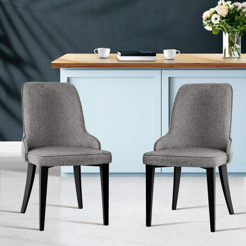 Artiss Dining Chairs Set of 2 Grey Chair Nursing Seats Reading Seating Home Living Room Bedroom Kitchen Cafe Office Furniture, Vintage Linen Fabric, in 45Cm Seat Height image number 5