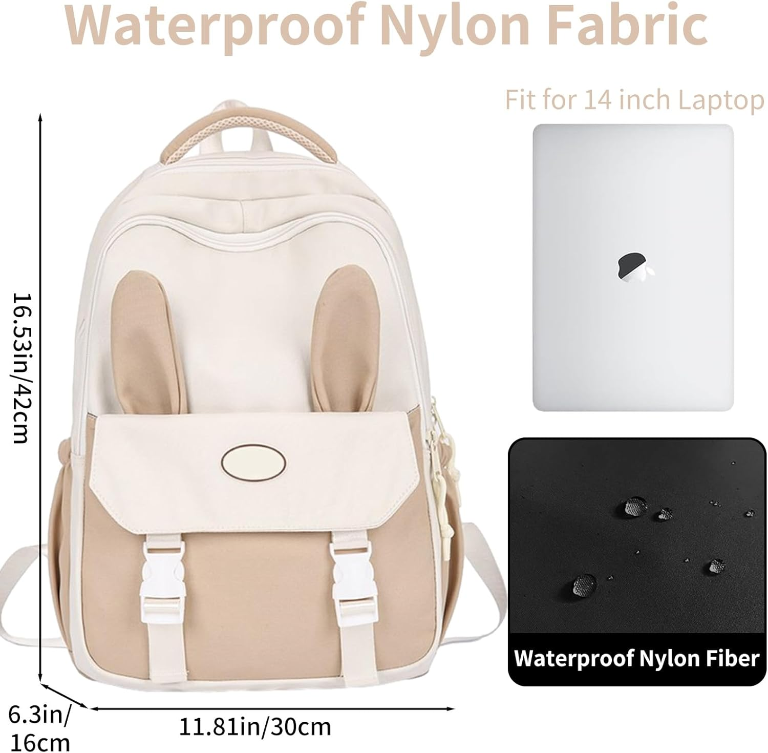 EIOYUMY Breathable Comfortable School Backpack, Cute Fashionable College Backpacks, Lightweight Large Capacity Multi-Pockets image number 6