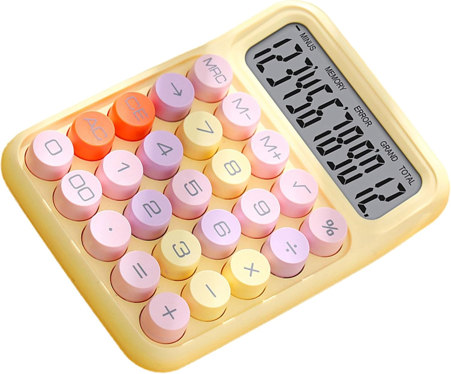 Colorful Calculator, Mechanical Keyboard Calculator, Candy Colored Electronic Desktop Calculator with Scientific Functions, for Home School Office (Lemon Yellow)
