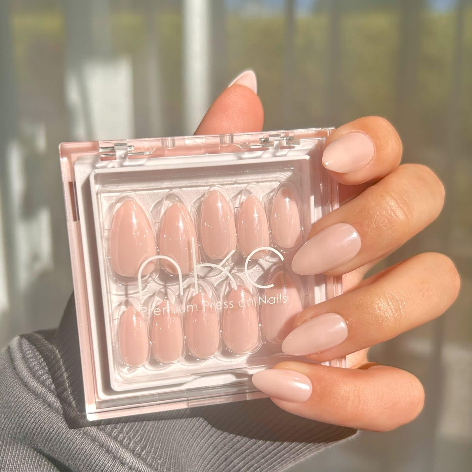 NKA Press-On Nails Kit, 30 Soft Acrylic Nails in 15 Sizes with Nail Glue, Sticky Tabs, Prep Tools & Reusable Case &ndash; Long-Lasting, Salon Look, Glazed Berry Short Almond