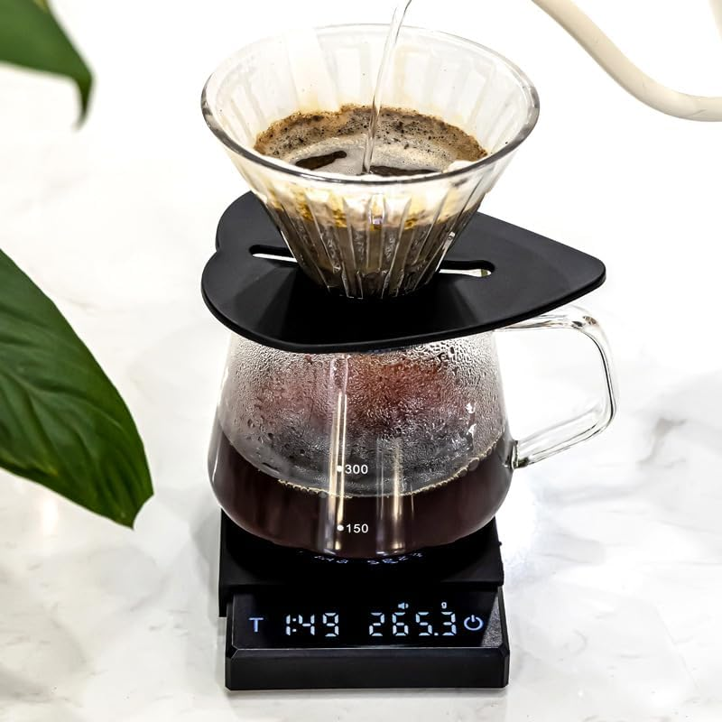 Coffee Scale with Timer for Pour over Espresso Type-C Rechargeable Digital Smart Kitchen Scale Auto off LED Display with Waterproof Pad 2000 Grams (Black, Mini) image number 3
