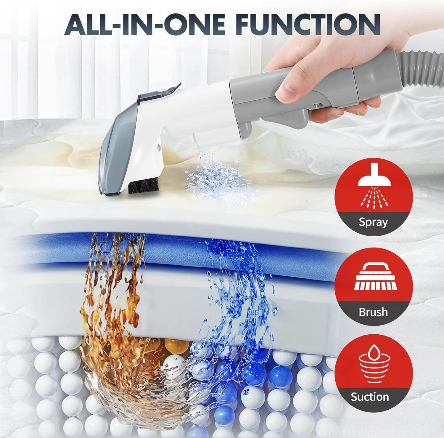 MAXKON Carpet Upholstery Cleaner Spot Vacuum Fabric Sofa Rug Stain Remover Mattress Car Seat Pet Stain Curtain Cleaning Machine 2 Tanks image number 5