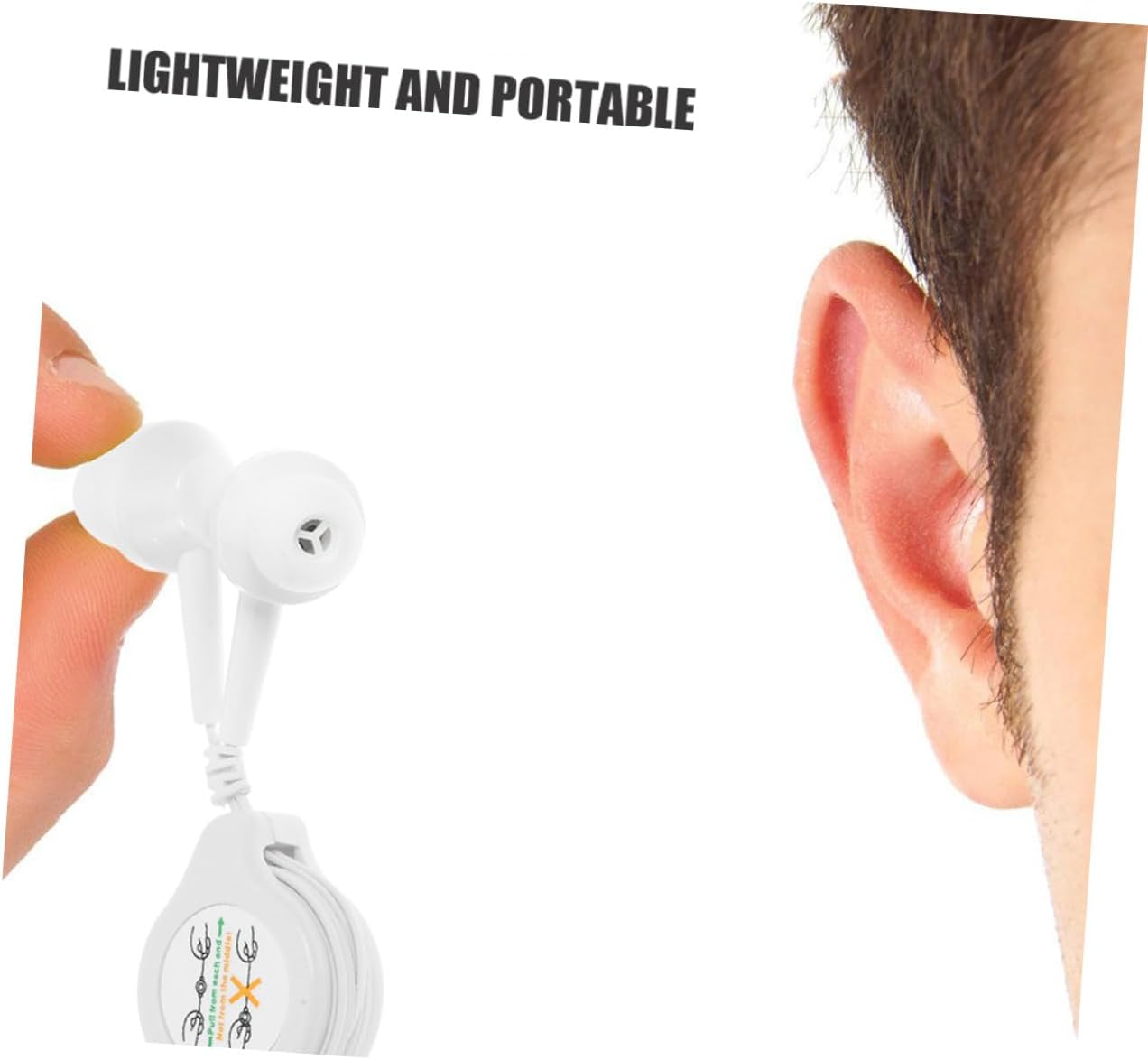 Kisangel 2Pcs Retractable In-Ear Earphones with Elastic Stretch Design Noise Reduction Lightweight Portable Earbuds for Travel Workout and Everyday Use image number 5