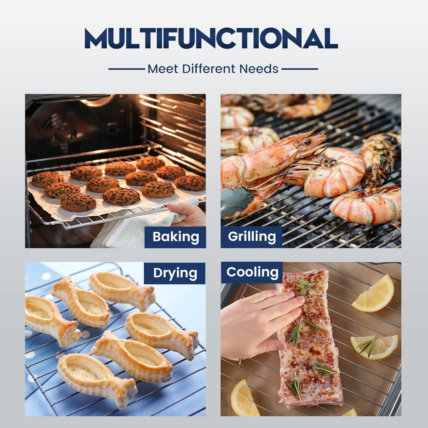 Baking Sheet & Rack Set [2 Sheets + 2 Racks], Stainless Steel Cookie Pan with Cooling Rack, Size 40.5 X 30.5Cm, Non Toxic & Heavy Duty & Easy Clean image number 5