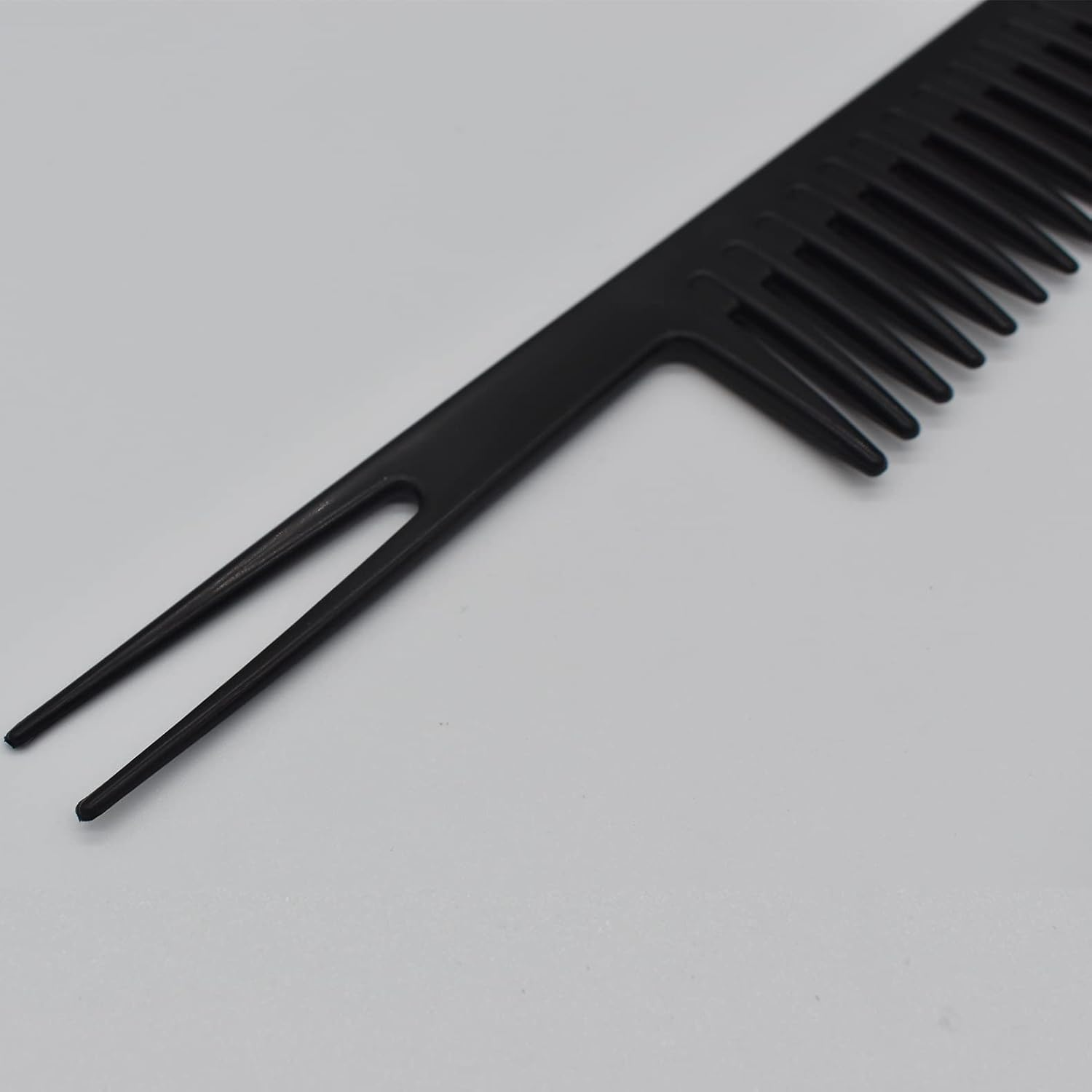 Professional Wide Tooth Comb, Fantail Comb Hairstyling Fork Comb Wet Pick Shaping Styling Comb for Home Salon Use Curly Hair, Black image number 2