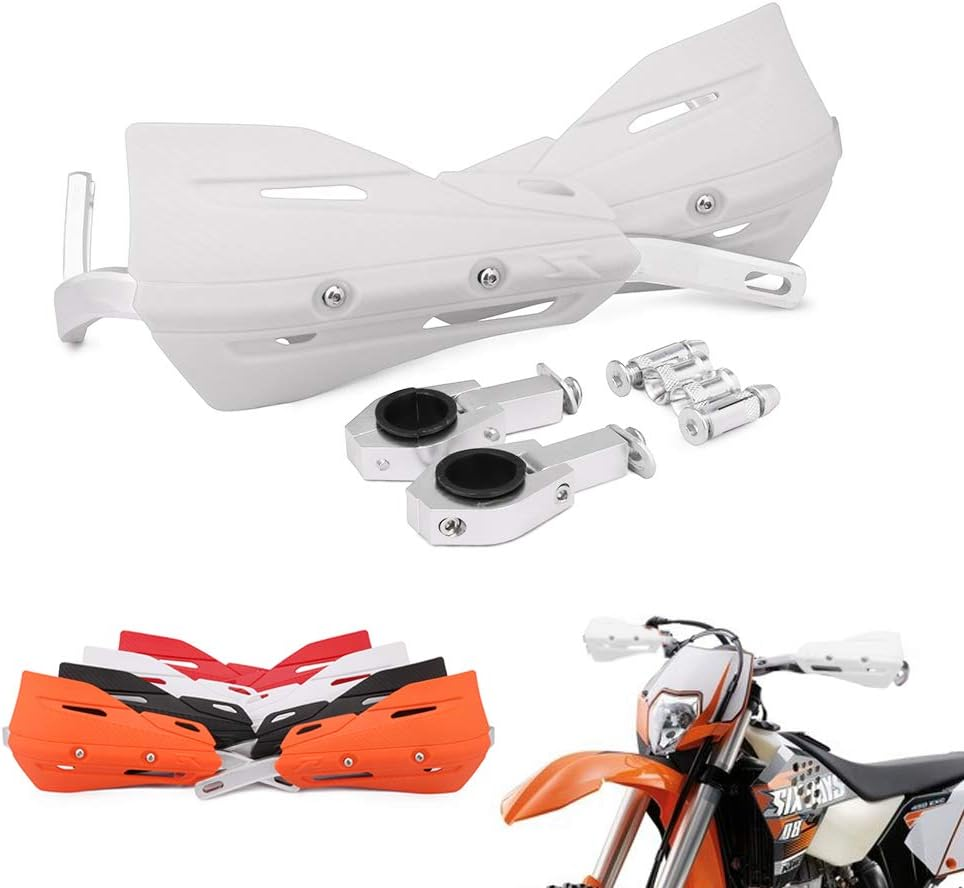 JFG RACING Dirt Bike Handguards,Motorcycle 7/8'' and 1 1/8'' Hand Guards Aluminum Universal for Dirt Pit Bike MX Motocross Supermoto Racing ATV Quad KAYO - White - Orange image number 2