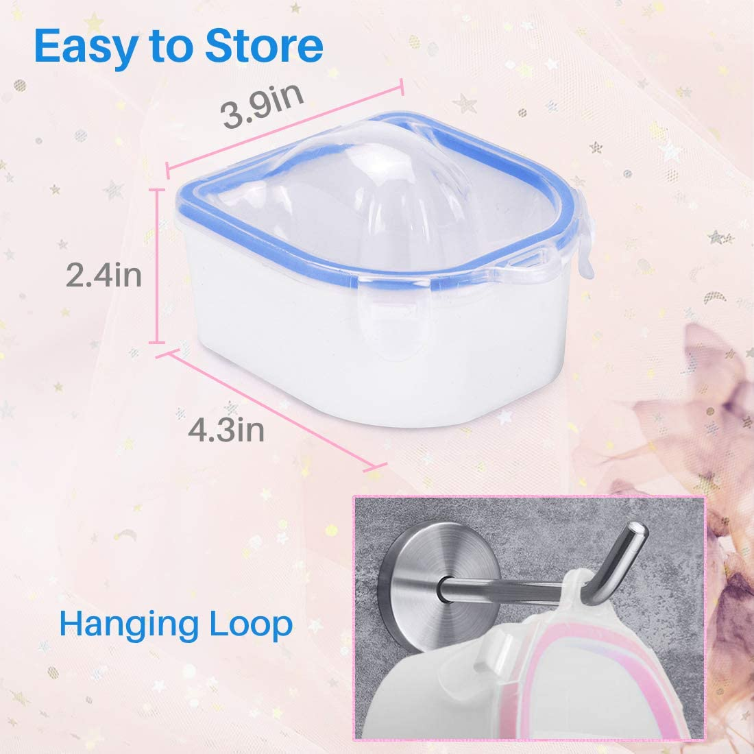 Kalevel Set of 2 Nail Soak off Bowl Nail Soaking Polish Remover Tray Manicure Spa Bowl Soaker Acetone Safe Pink Blue image number 1