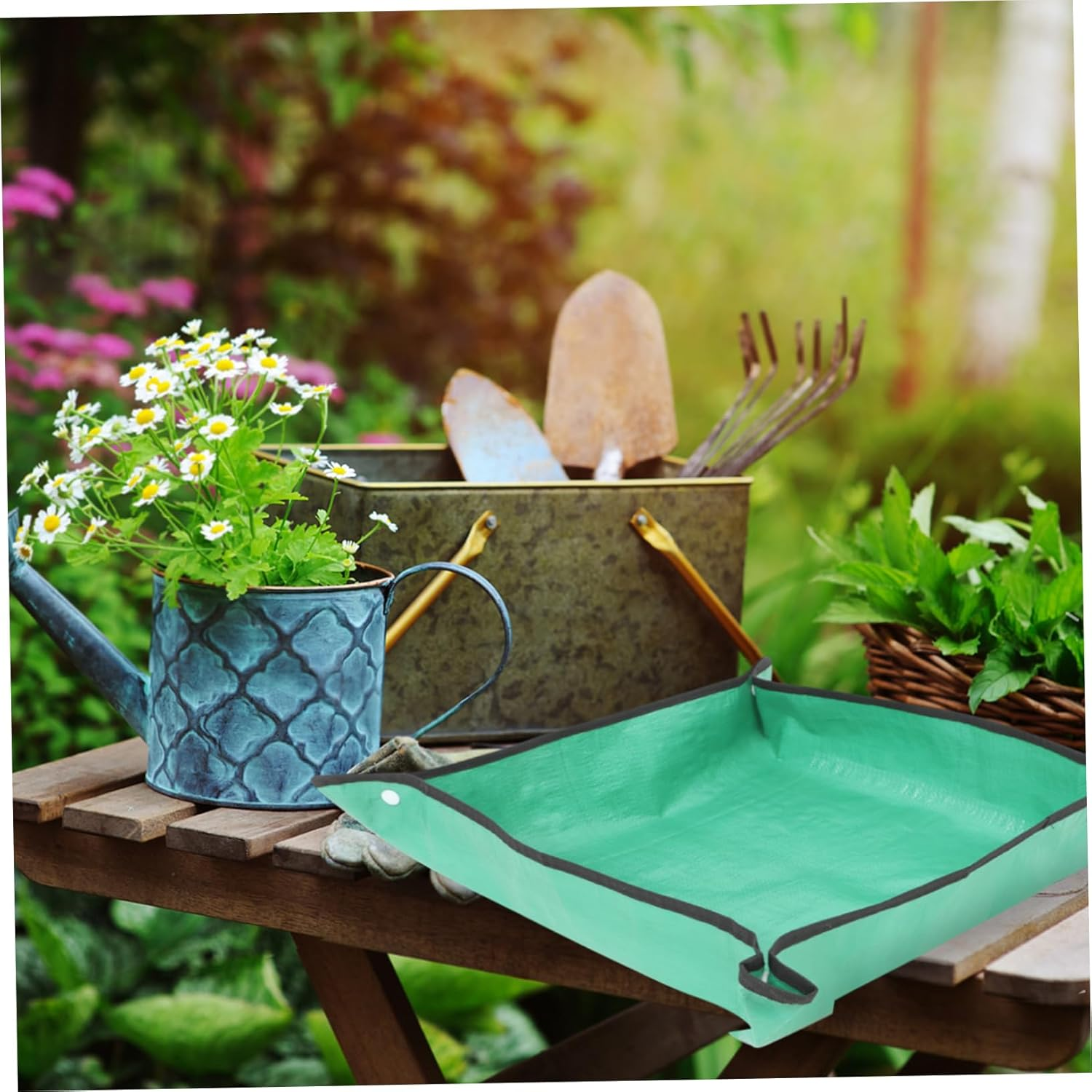 MOBUTOFU 2Pcs Versatile Square Plant Mat Foldable Easy Clean for Indoor Outdoor Gardening image number 2