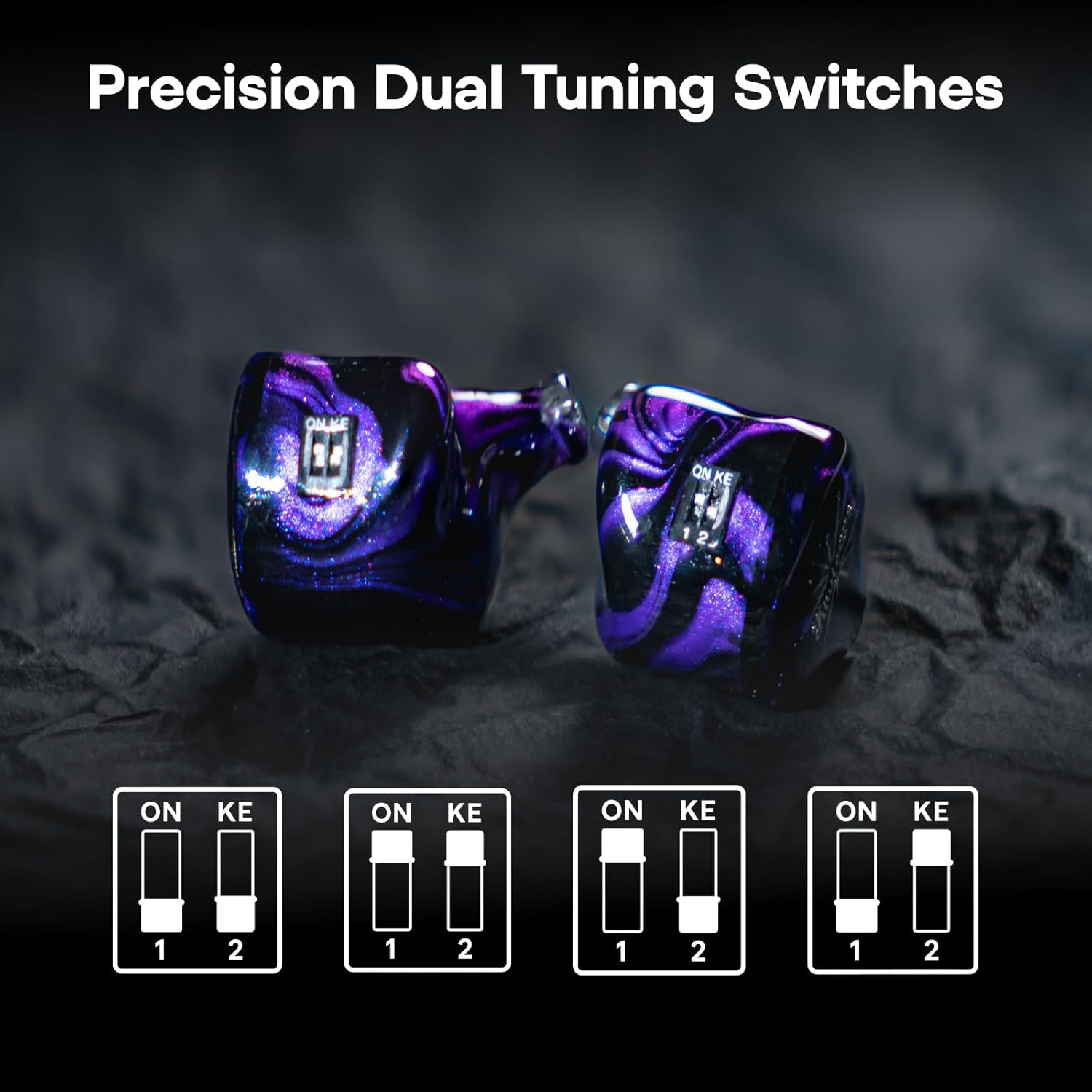 Linsoul Kiwi Ears Quartet 2DD+2BA Hybrid In-Ear Monitor, Hifi Earphones with Hand-Crafted Resin Shell, Detachable OFC Silver-Plated IEM Cable for Audiophile Musician DJ Studio Gaming (Purple, Quartet) image number 2