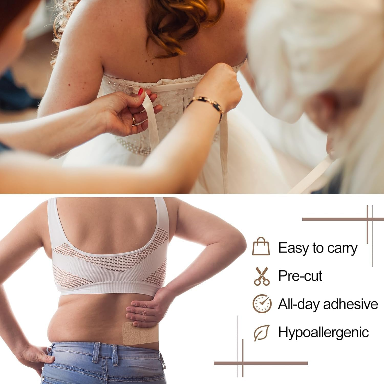 Elastic Arm Lift Belly Tuck Body Skin Tape, 50Pcs Tummy Lifting Tape Body Control Precut Adhesive Strips, Tummy Tape Precut Kinesiology Lift Body Tape for Women image number 6