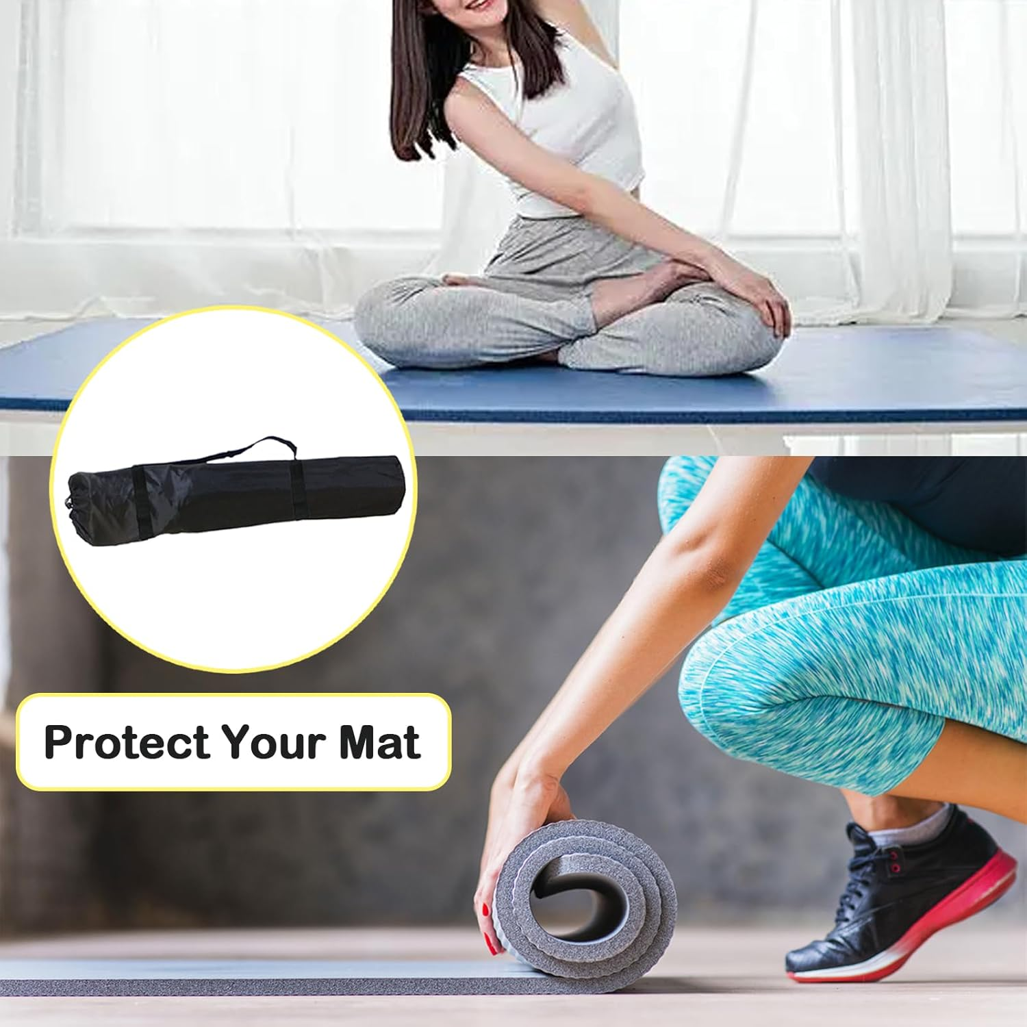 KASESSS 2 Pcs Yoga Mat Bag, Large Yoga Mat Bags and Carriers, Oxford Cloth Tripod Bag with Adjustable Carry Strap, Exercise Mat Storage Drawstring Bags for Tent Pole, Mic Stand, Light Stands, 23X130Cm image number 6