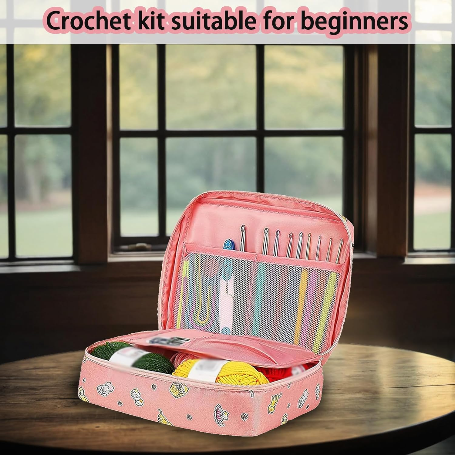 58PCS Complete Adult Beginner Crochet & Knitting Kit: 0.6-6.0Mm Hooks, Yarn, Bag & Accessories Included for Easy Learning & Creative Crafting image number 2