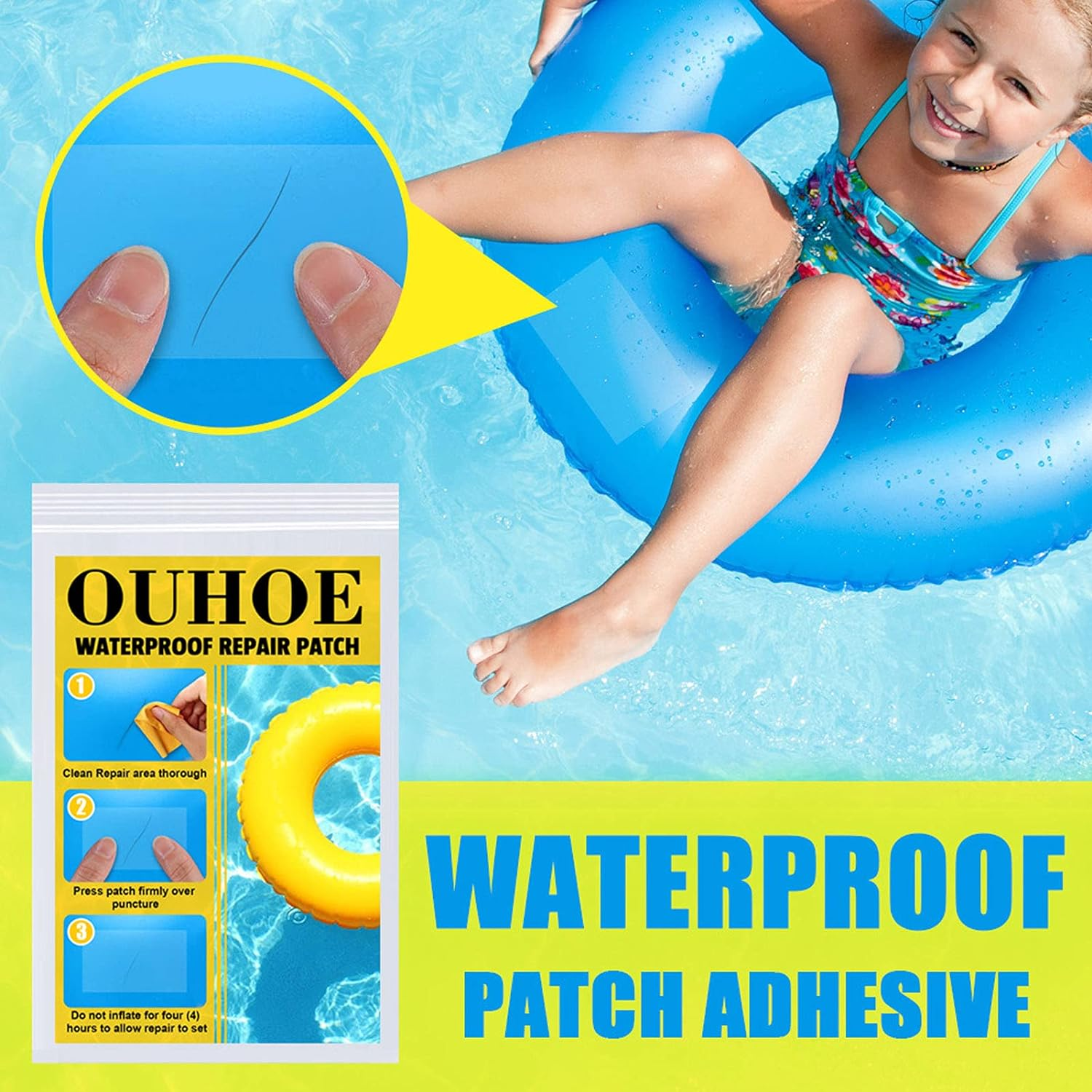 Jiawu 30 Pieces Self Adhesive Repair Patches, Inflatable Pool Patch Liner Repair Kit, Air Mattresses Pool Patch Repair Tool for Inflatable Toys, Swimming Pools, Inflatable Float Boats image number 1