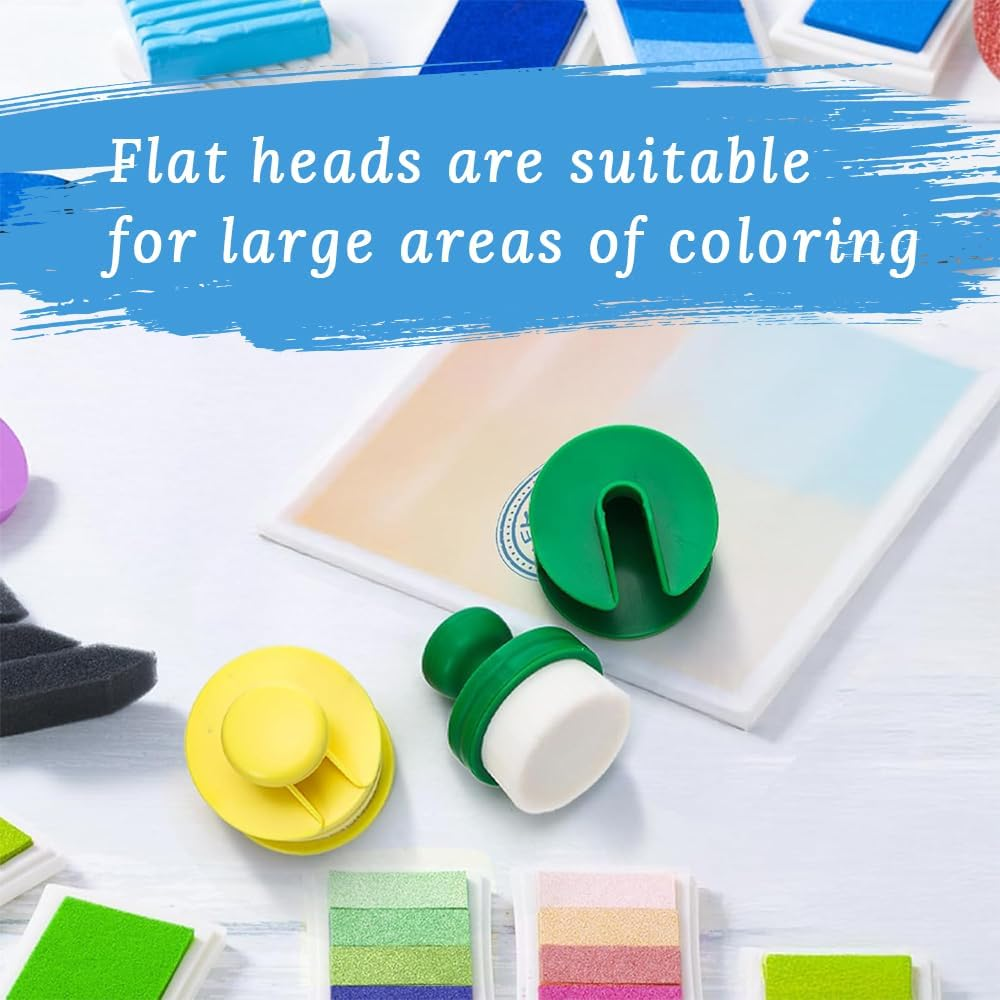 8 Color Flat Head Ink Blending Brushes, White Soft Bristle Handmade Ink Blending Brush Set, round with Colorful Handles, Suitable for Card Making, Scrapbooking, Printing, Painting and Drawing. image number 1