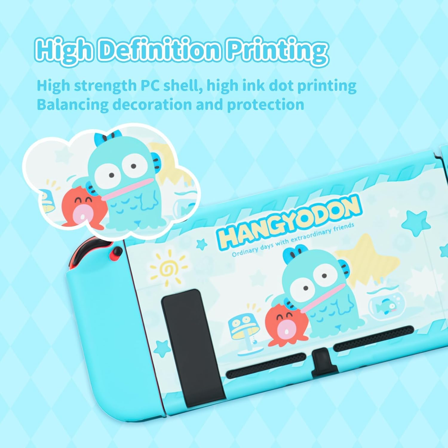 Protective Shell for Regular Switch,Kawaii Cartoon Dockable Case for Regular Switch,Anti-Scratch and Shock-Absorption Design Cover Skin (Blue)