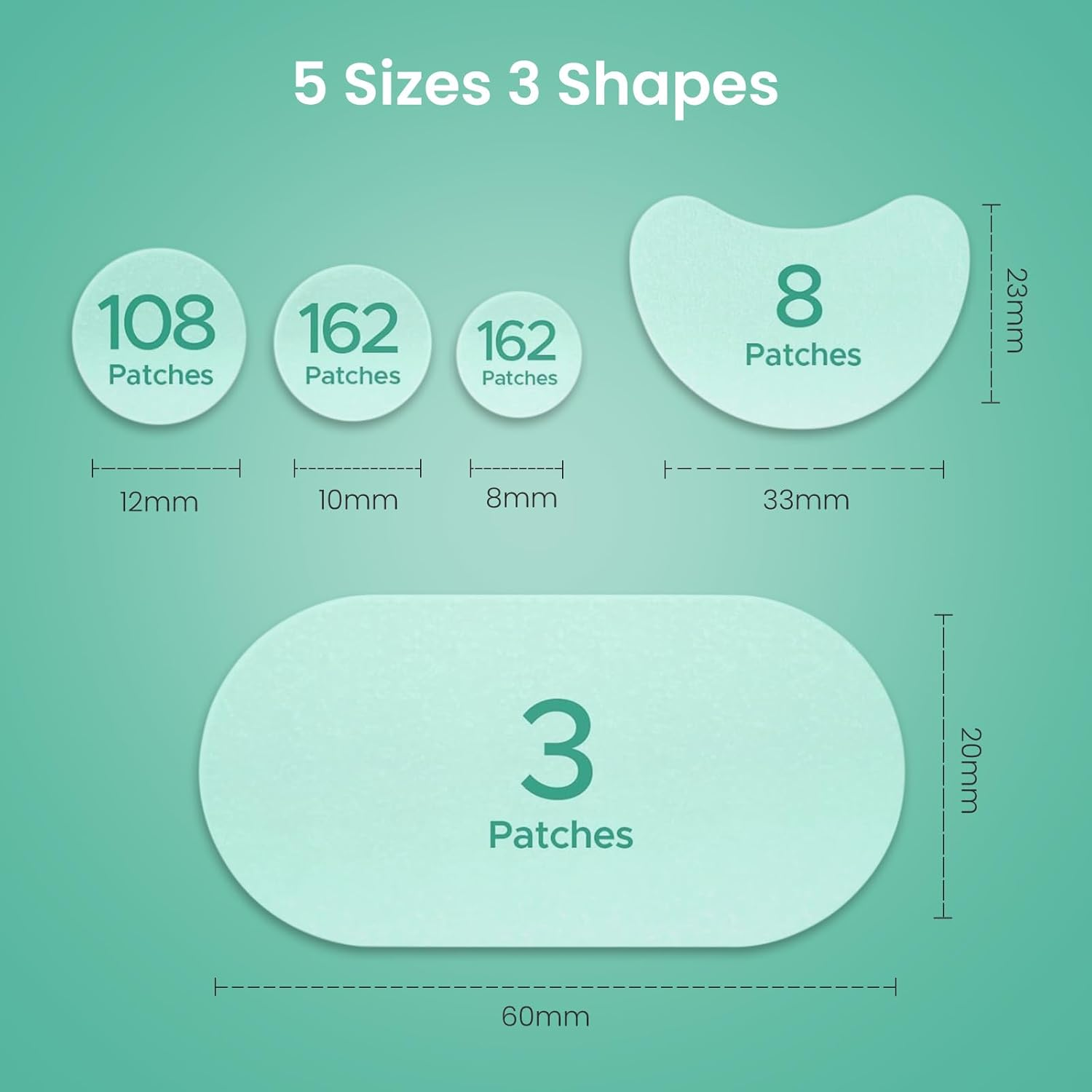 Nozibye 443Pcs Acne Patch Translucent Hydrocolloid Pimple Patches for Full-Face Blemish Care-Gently Absorbs Gunk- Strong Adhesion-Shields Skin-Ultra-Thin & Cozy-Day & Night Use - Sensitive Skin Safe - Premium Hydrocolloid - 5 Size Pack image number 5