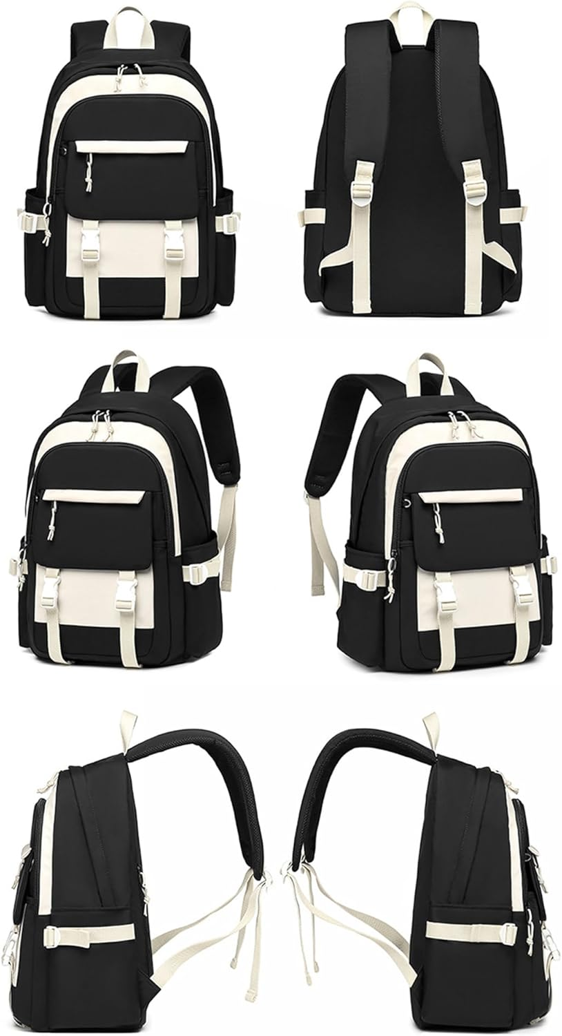 Sellerfun Junior Middle School Backpack Color Block Gilrs Daypack Fir for School Outdoor - Blue Purple image number 5