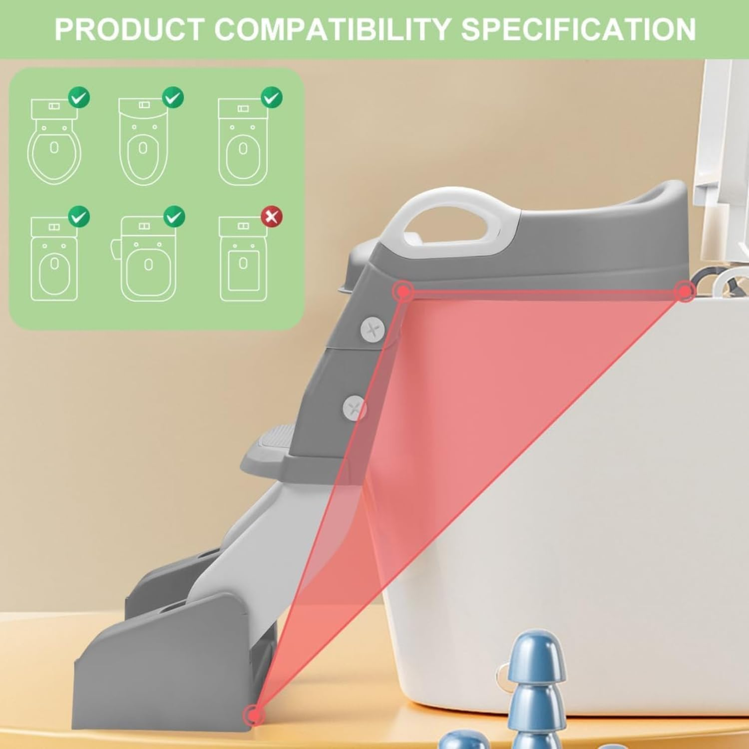 2-In-1 Adjustable Foldable Potty Training Toilet Seat with Step Stool Ladder | Anti-Slip Design & Splash Guard | PU+PVC Toddler Toilet Trainer for Boys & Girls (Ages 1-5) image number 5