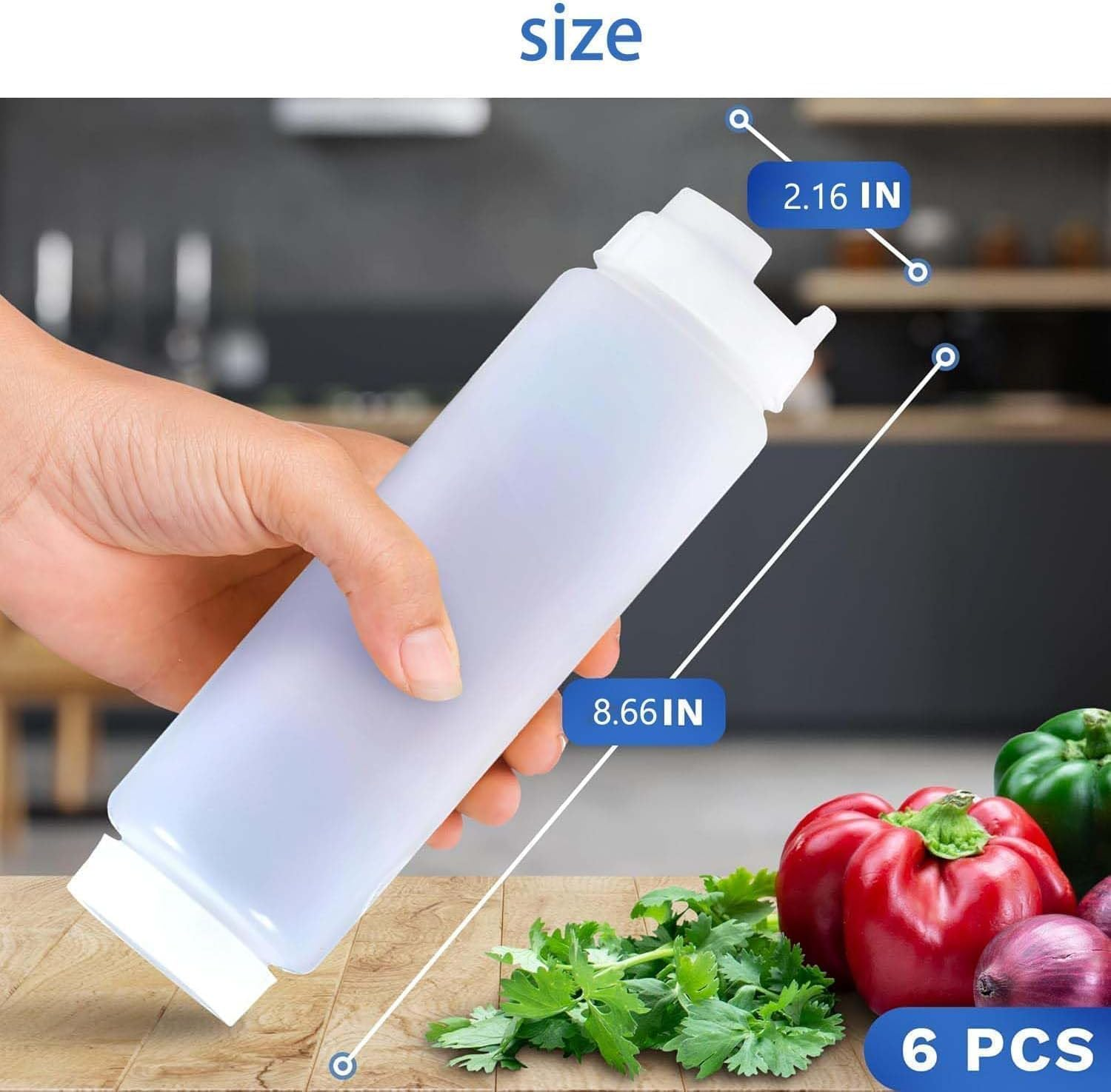 16Oz Inverted Plastic Squeeze Bottles,Condiment Squeeze Bottles for Sauces, Refillable Large Valve Dispenser Ketchup Sour Cream Squeeze Bottles for Restaurants Catering (6 Pcs) image number 5
