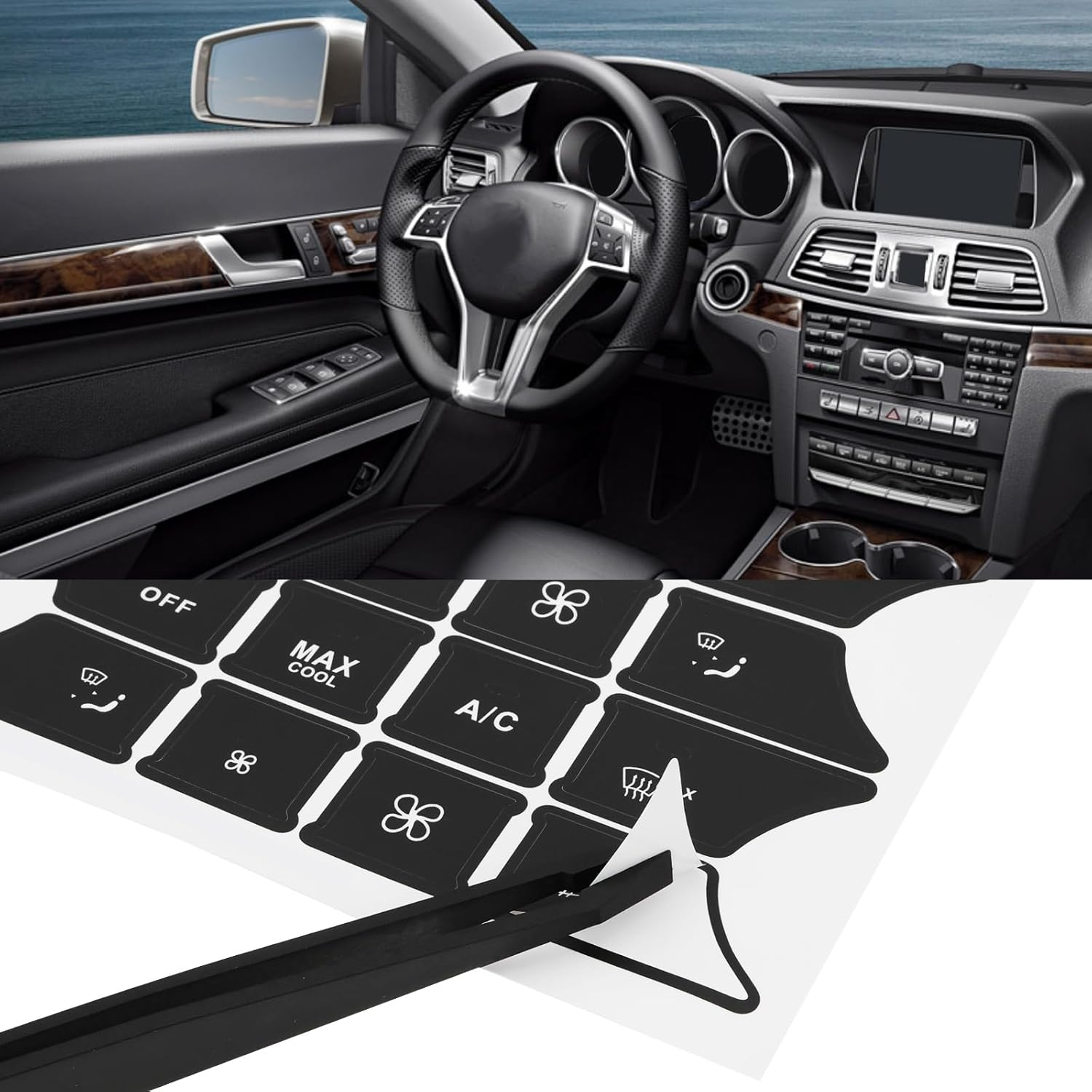 Car Repair Button Sticker Kit Door Center Console, Multimedia Control Panel Seats Compatible with Mercedes-Benz V2 (Set 1) image number 4
