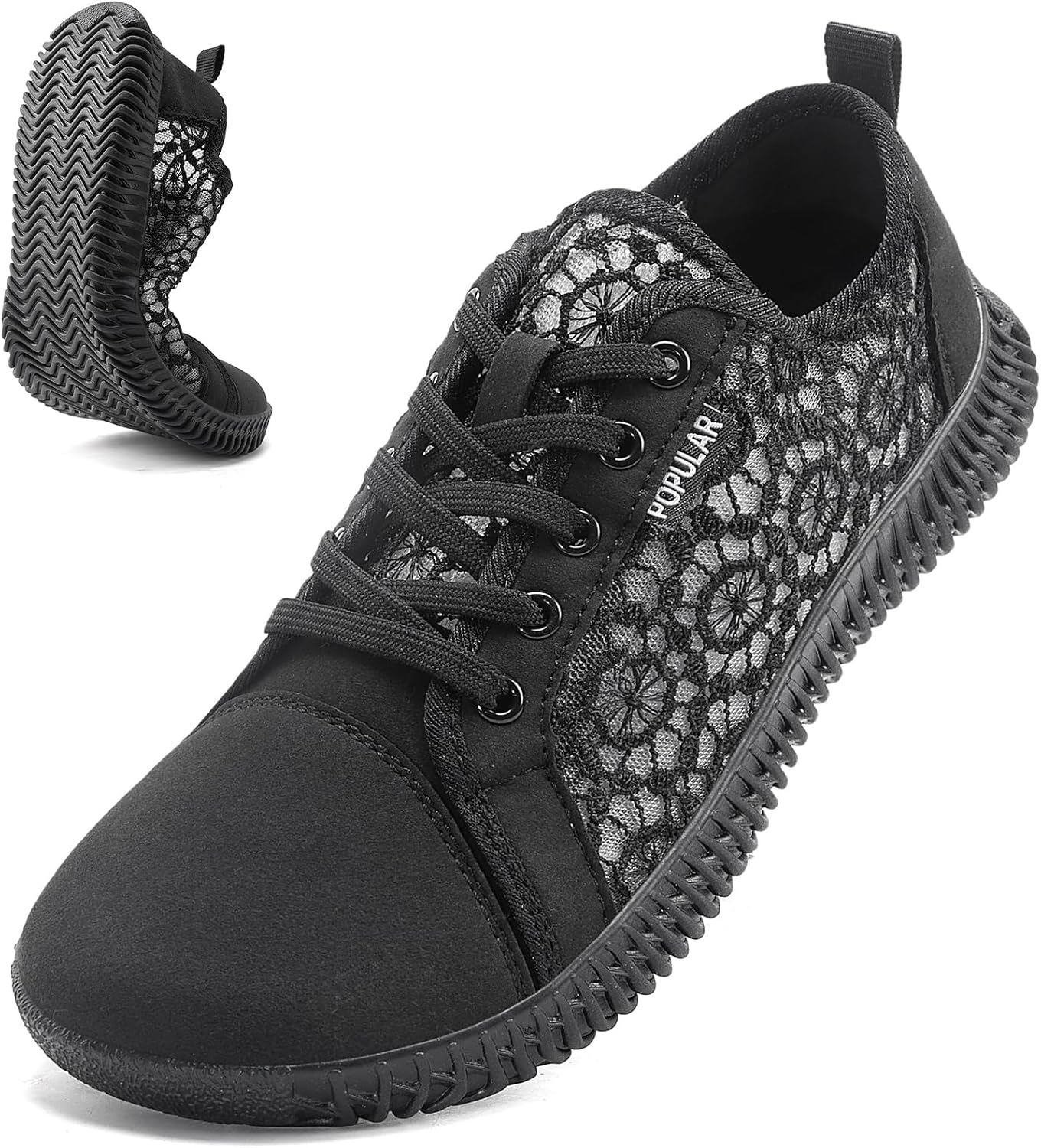 Nursgram Women'S Wide Toe Box Shoes Zero Drop Non Slip Extra Wide Width Fashion Sneakers Ultra Light Breathable Walking Shoes Casual Sneakers for Travel Work Trainers