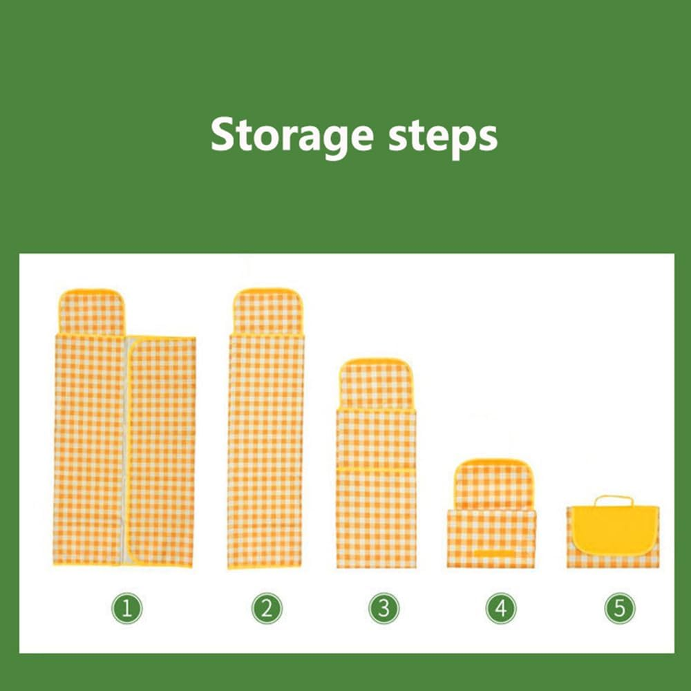 Hbluefat Picnic Blankets Set, Picnic Blankets Mat for 2-4 Adults and Bag Waterproof Quick Drying Outdoor Picnic Mat for Travel Camping Hiking Festival Park Lawn (Yellow Plaids) image number 1