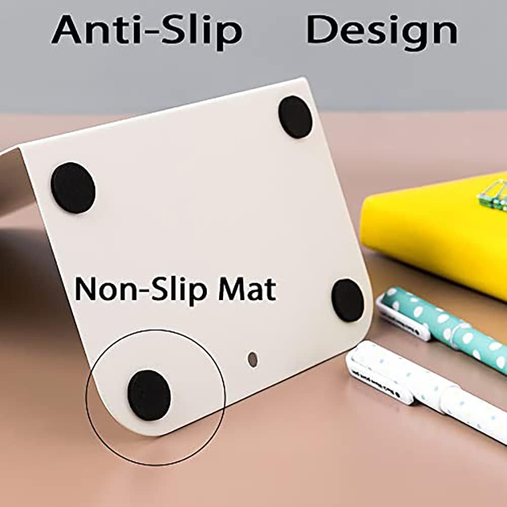 8 Pieces Bookends, White Book End, Heavy Metal Non Skid Sturdy Decorative Great for Bookshelf Office School Library