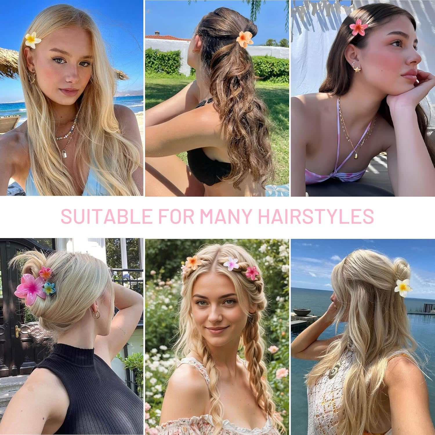 Blooms Pack of 12 Small Flower Hair Clips image number 1