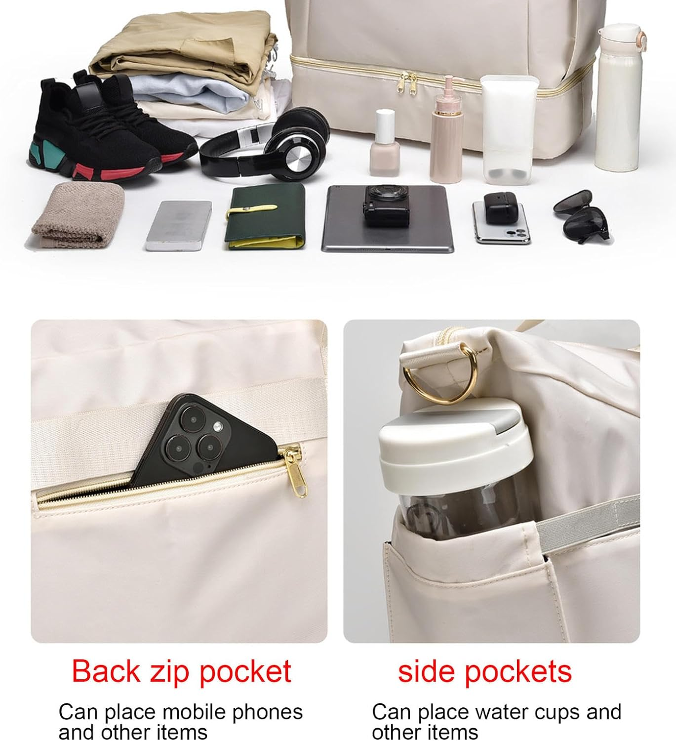 Underseat Travel Bag Hand Luggage Bag Recycled PET Eco Friendly Overnight Bag Weekend Bag Gym Bag Hospital Bag Carry on Bag Holdall Bag for Women and Men,C image number 5