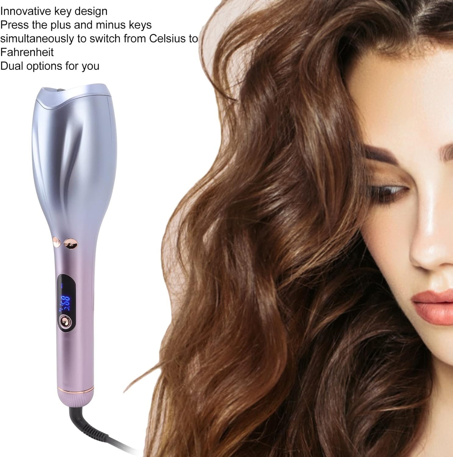 Automatic Curling Iron ABS Innovative Key Design Automatic Curling Iron 110-240V Wide Temperature Range Fast Heating Rate for Women'S Hair Styling (AU Plug) image number 4