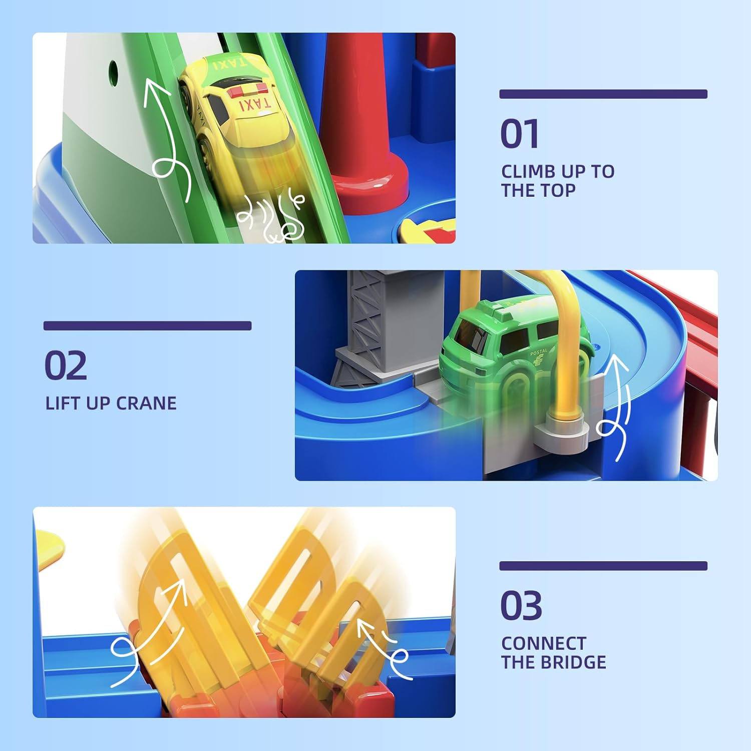 Toddler Toys for 3 4 5 6 Year Old Boys, Race Car Tracks Toys for Boys, Car Rescue Adventure Preschool Educational Toys