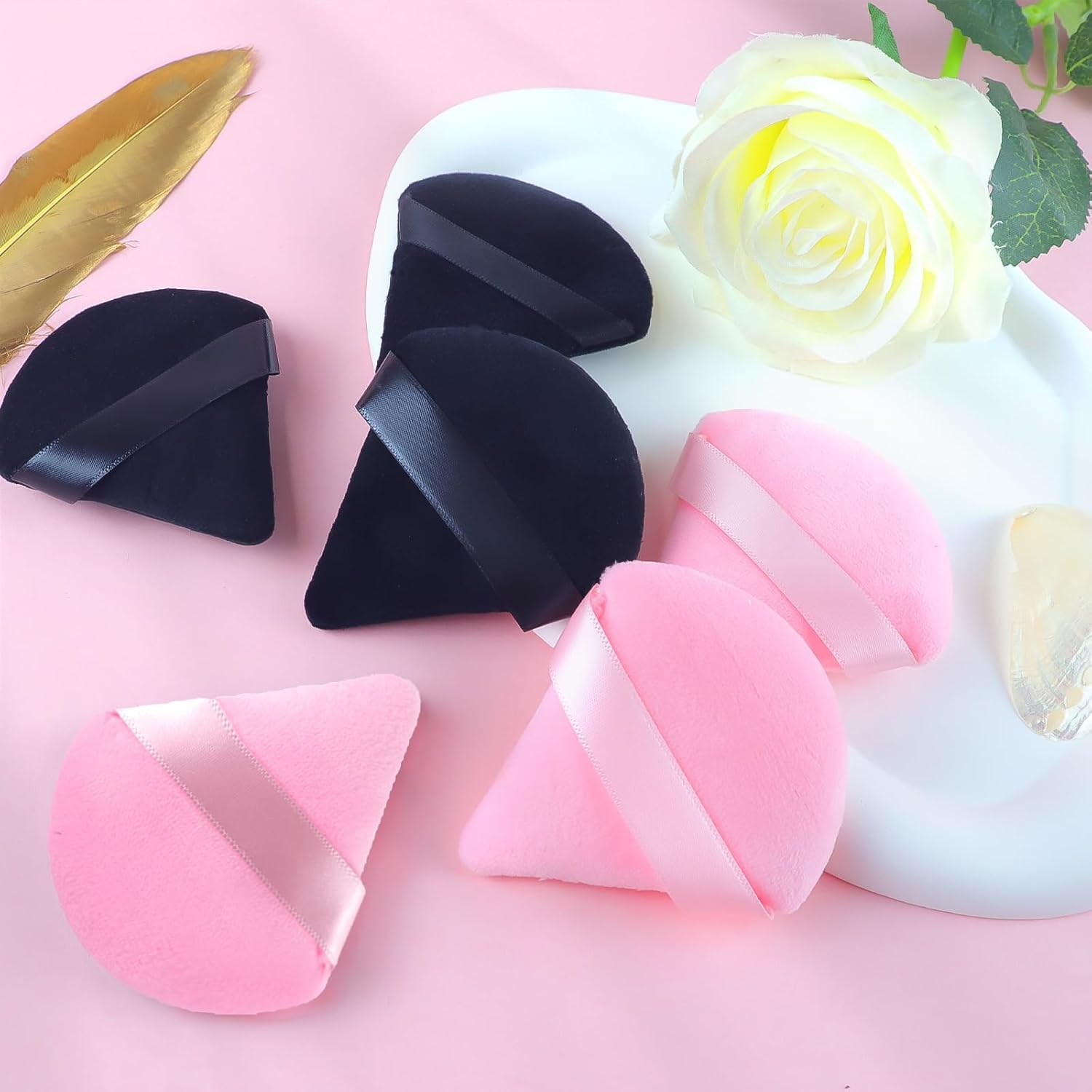 TKYZMS "6 Pieces Triangle Powder Sponges, Soft Face Powder Sponges, Makeup Sponges, Wet and Dry Setting Powder, Beauty Tool for Makeup, Be Uti image number 1