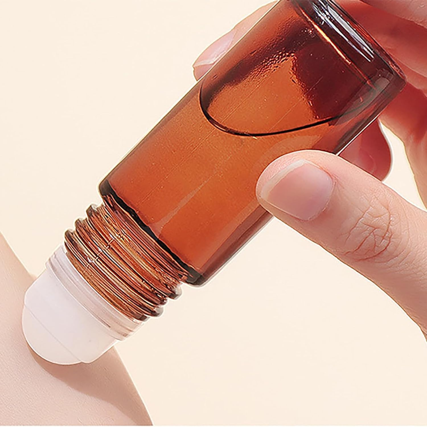 4 PCS Essential Oil Roller Bottles, 50Ml Glass,Empty Refillable Roll-On Perfume Bottles with Plastic Roller Balls and Lids (Amber) image number 1