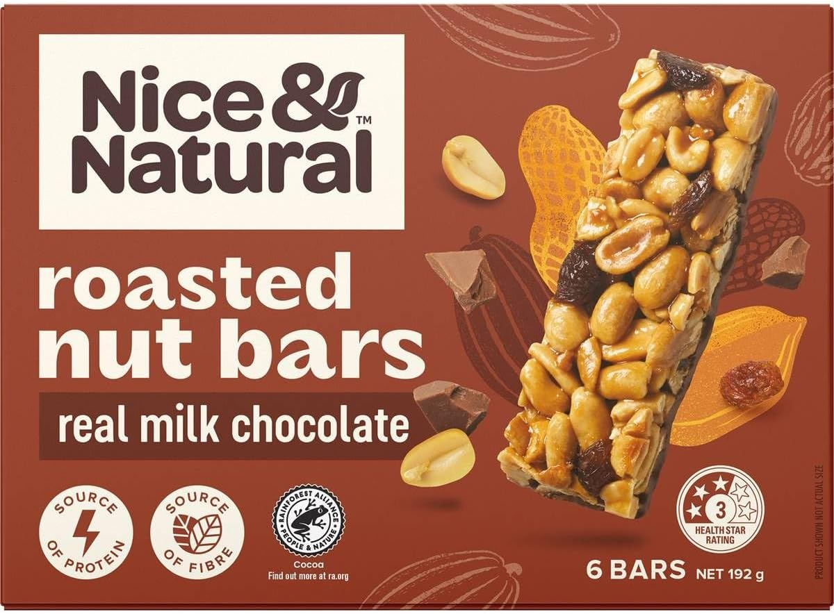 Nice & Natural Real Milk Chocolate Roasted Nut Bars, 6 Bars (192G) image number 2