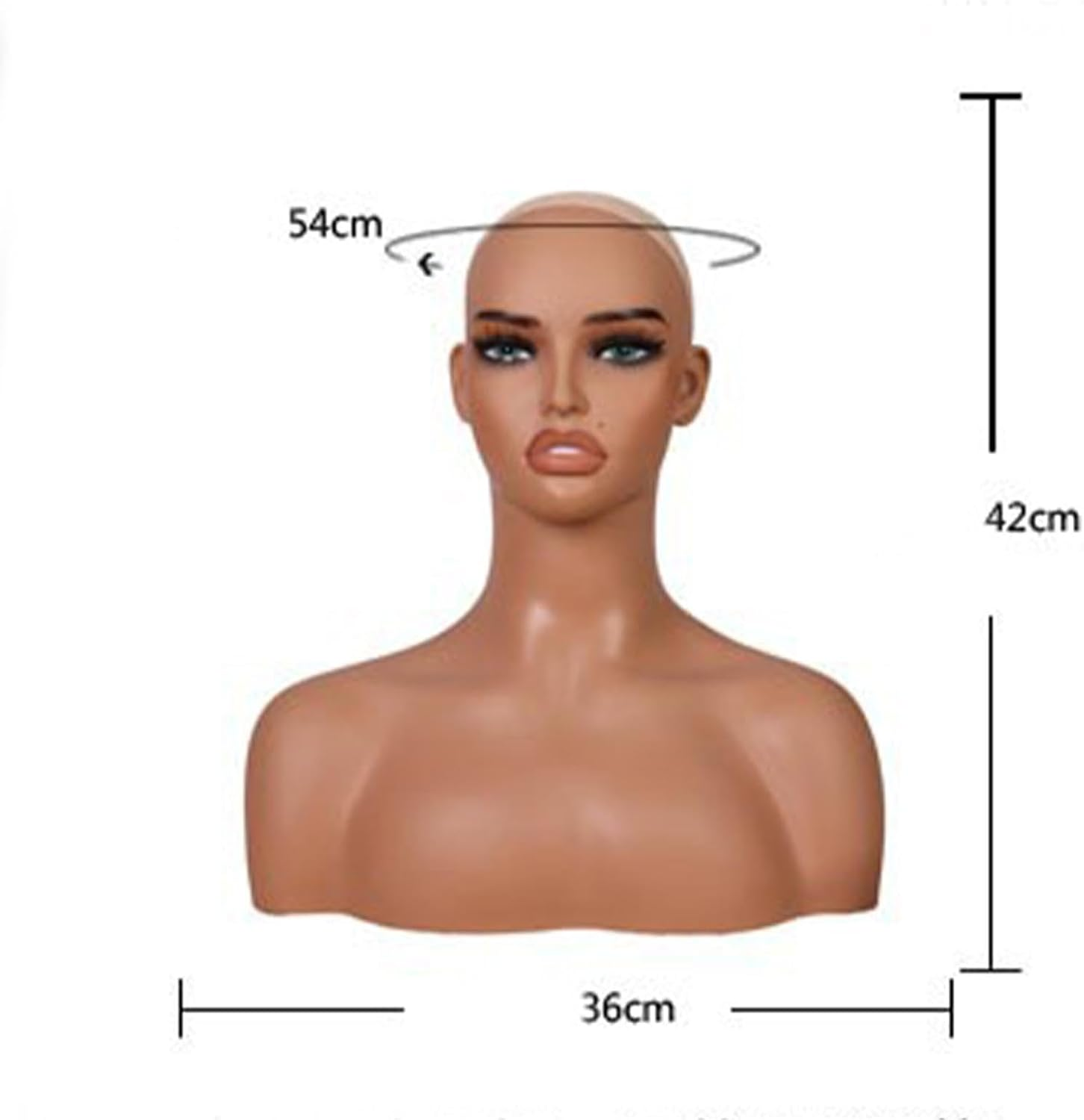 Eigell Realistic Female Mannequin Head Wig Display Stand PVC Female Mannequin Head with Shoulder for Necklace Wigs Making Styling image number 6
