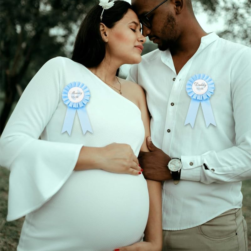 Parent to Be Pins Sash for Baby Shower Boy Girl Gender-Neutral Mommy Daddy to Be Button Badges and Sash Set of 3 New Dad Mom Gifts for Women Men - Pink image number 7