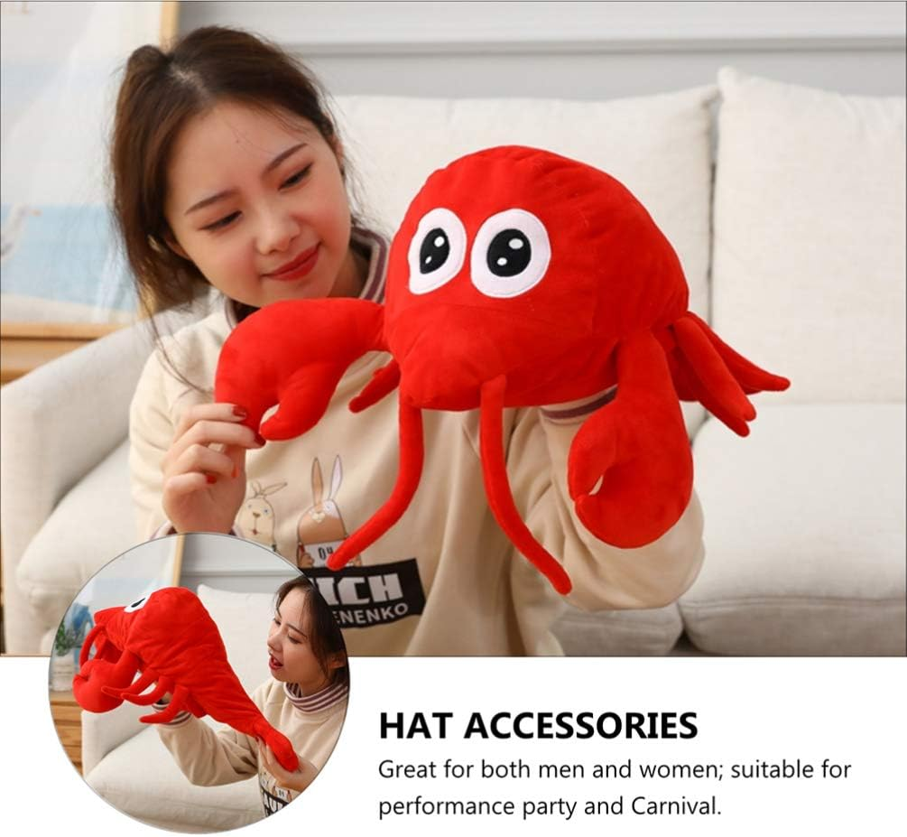 KESYOO Lobster Hat Funny Party Hats Plush Animal Hat for under the Sea Theme Party Dress up Costume Accessories Masquerade Stage Performance Props