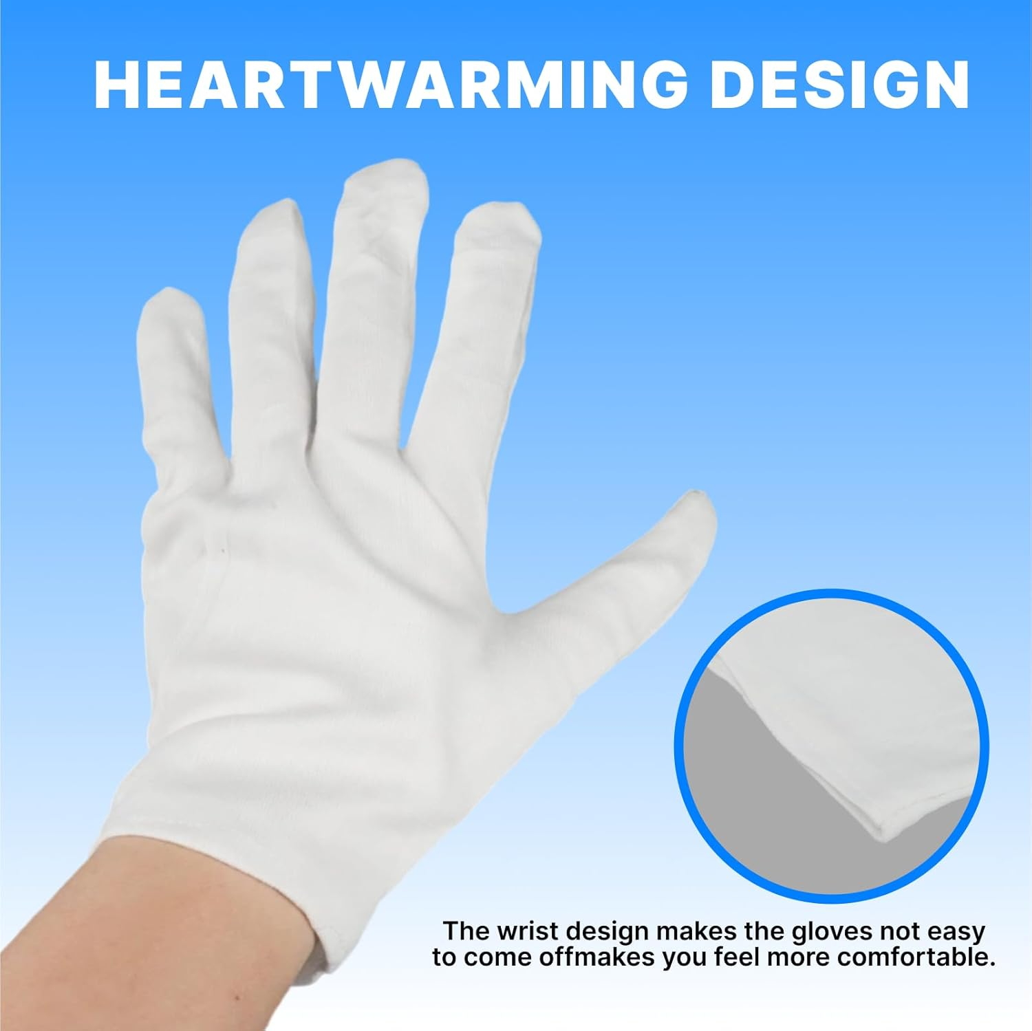 12 Pcs Gloves White Cotton Gloves &ndash; 22Cm Stretch Gloves for Spa/Jewelry Handling (One Size) image number 5